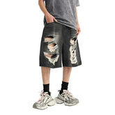 Casual Ripped Straight Leg Denim Short